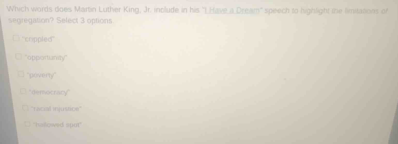 which words does martin luther king, jr. include in his \i have a dream…