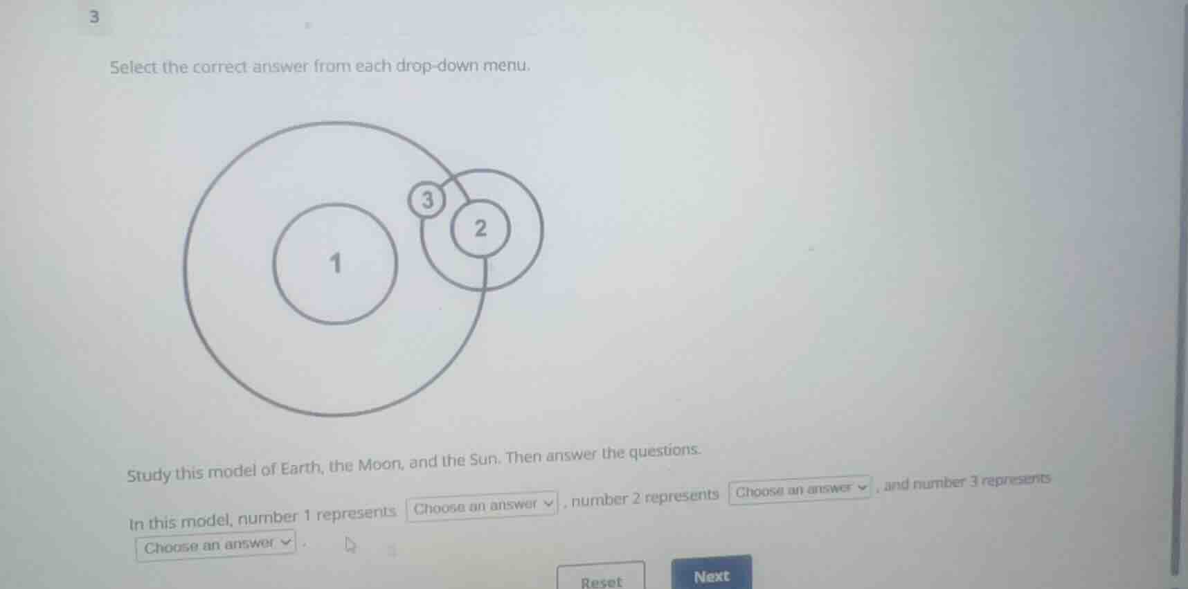 select the correct answer from each drop-down menu. study this model of…