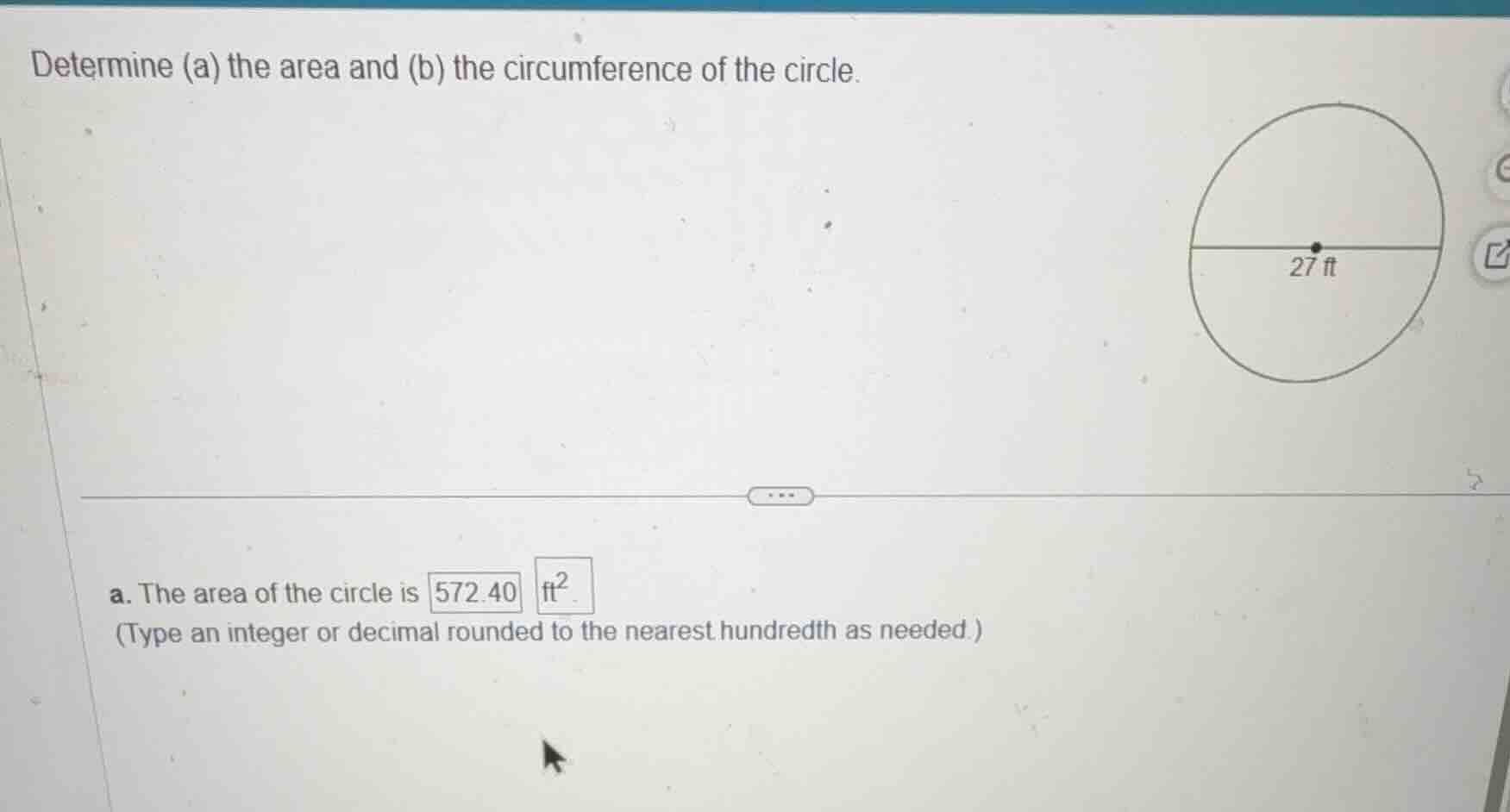 determine (a) the area and (b) the circumference of the circle. a. the …
