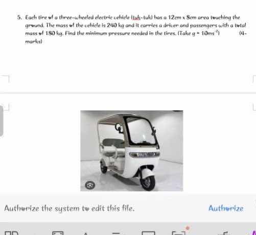 5. each tire of a three-wheeled electric vehicle (tuk-tuk) has a \\(12\…