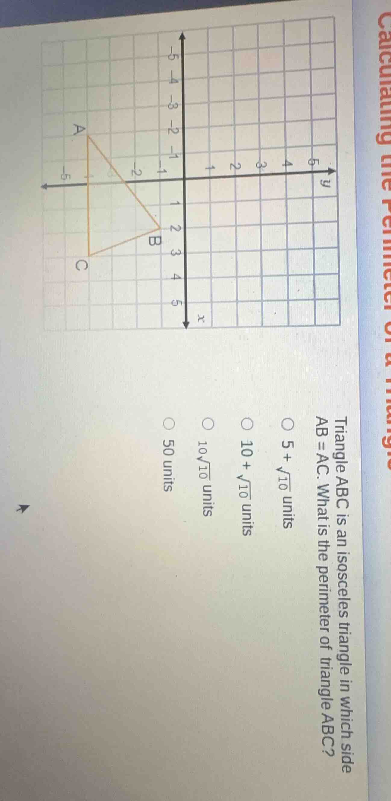 triangle abc is an isosceles triangle in which side ab = ac. what is th…
