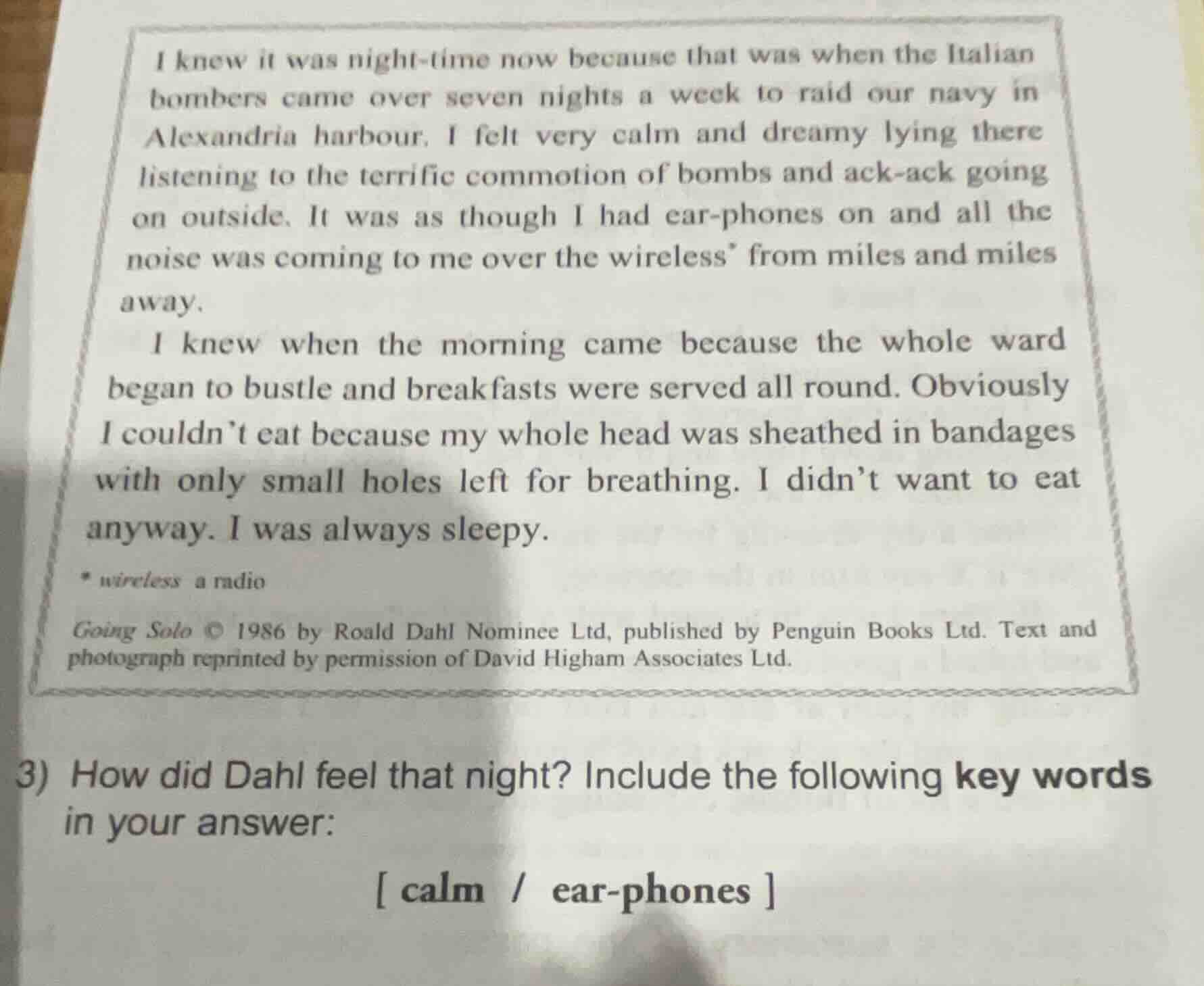 i knew it was night-time now because that was when the italian bombers …
