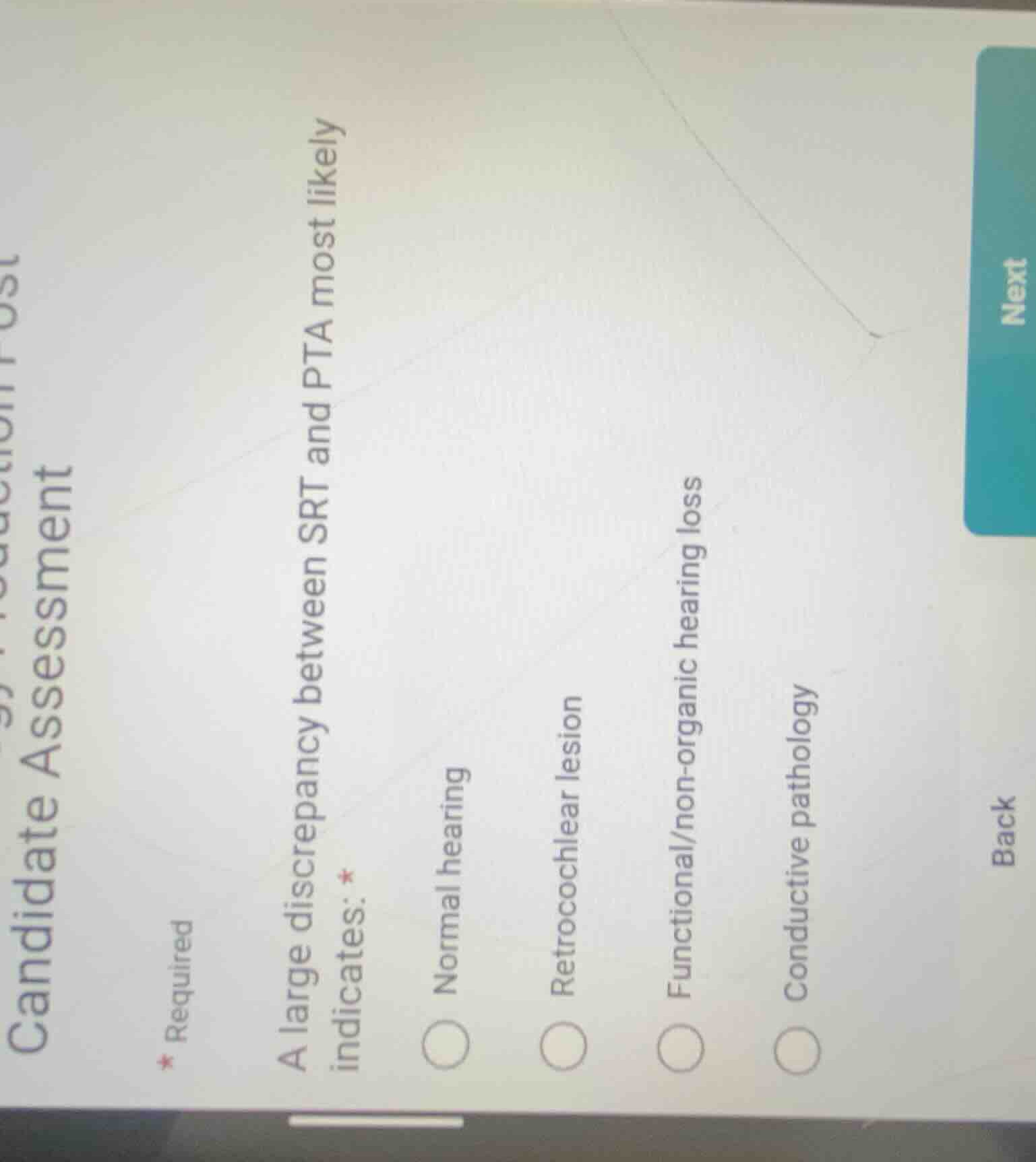 candidate assessment * required a large discrepancy between srt and pta…