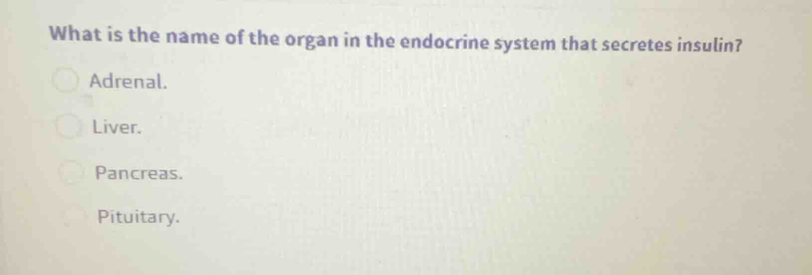 what is the name of the organ in the endocrine system that secretes ins…