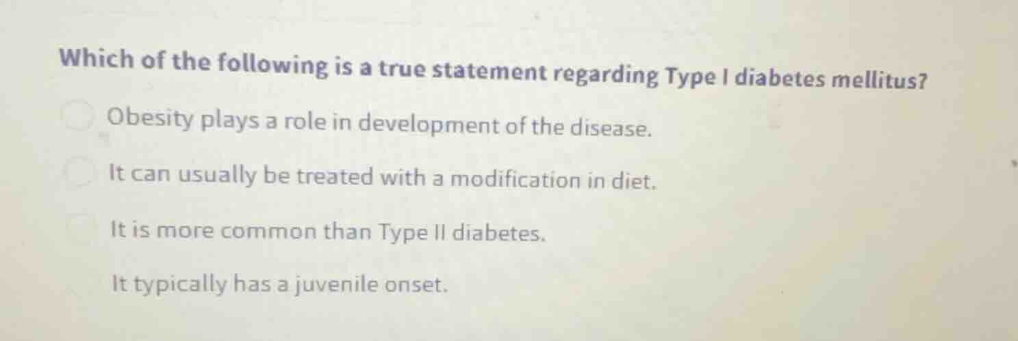 which of the following is a true statement regarding type i diabetes me…
