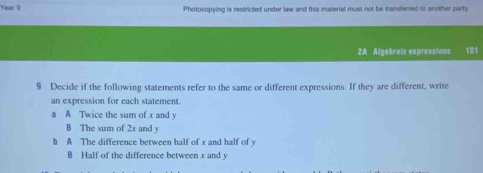 9 decide if the following statements refer to the same or different exp…
