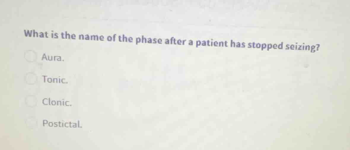 what is the name of the phase after a patient has stopped seizing? aura…