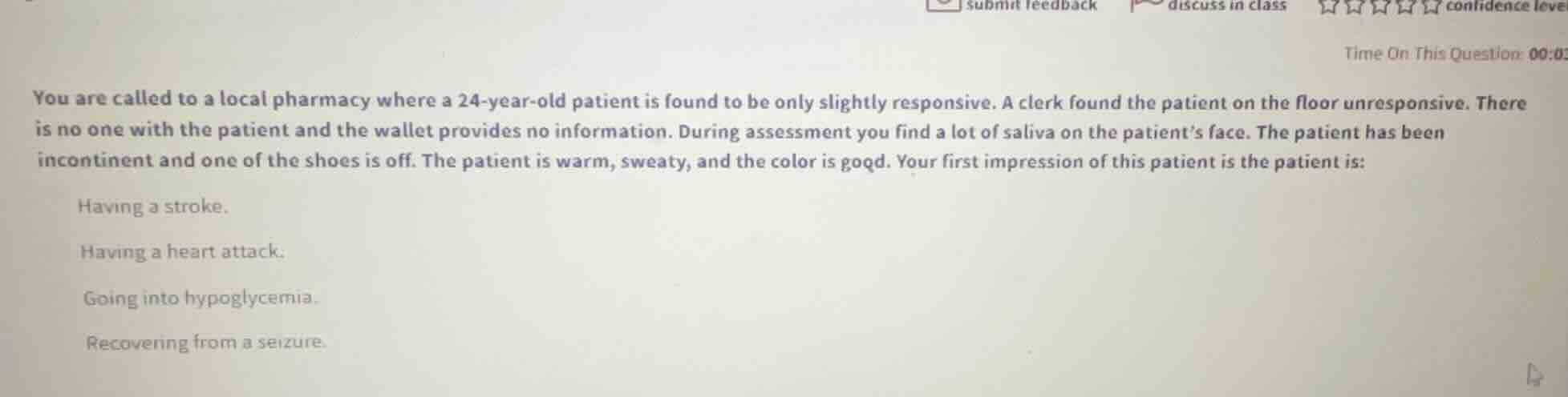 you are called to a local pharmacy where a 24-year-old patient is found…
