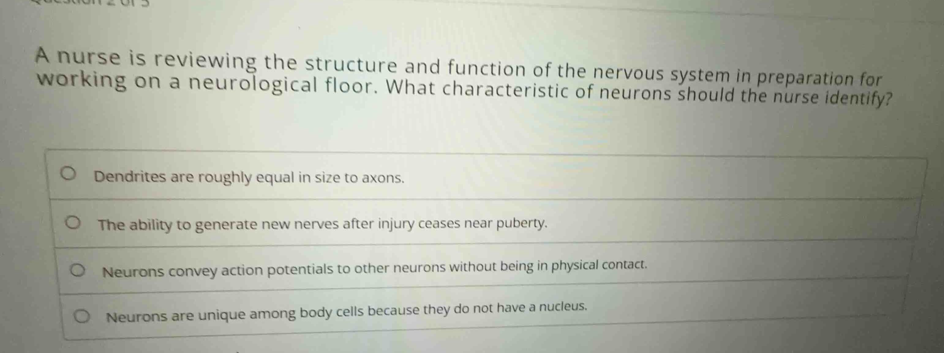 a nurse is reviewing the structure and function of the nervous system i…