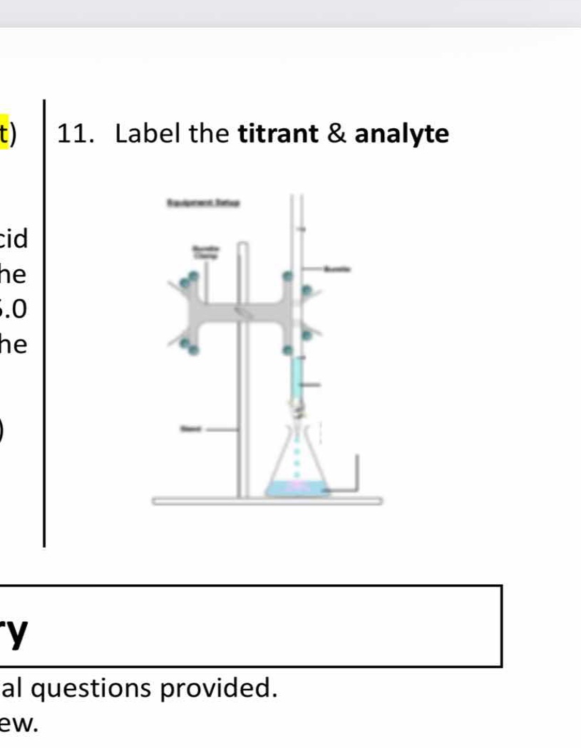 11. label the titrant & analyte