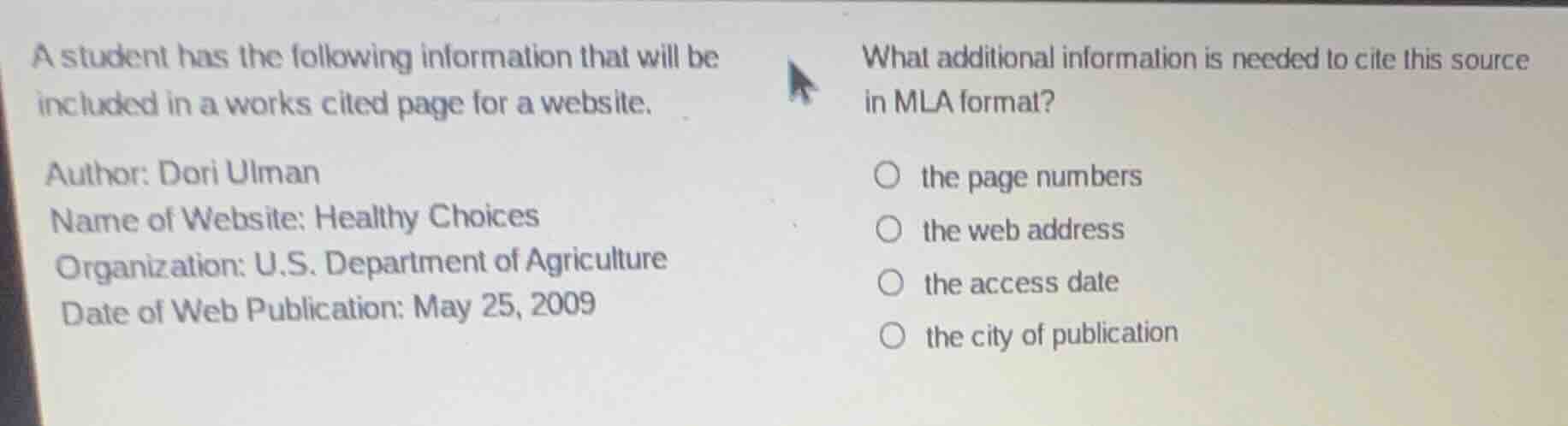 a student has the following information that will be included in a work…