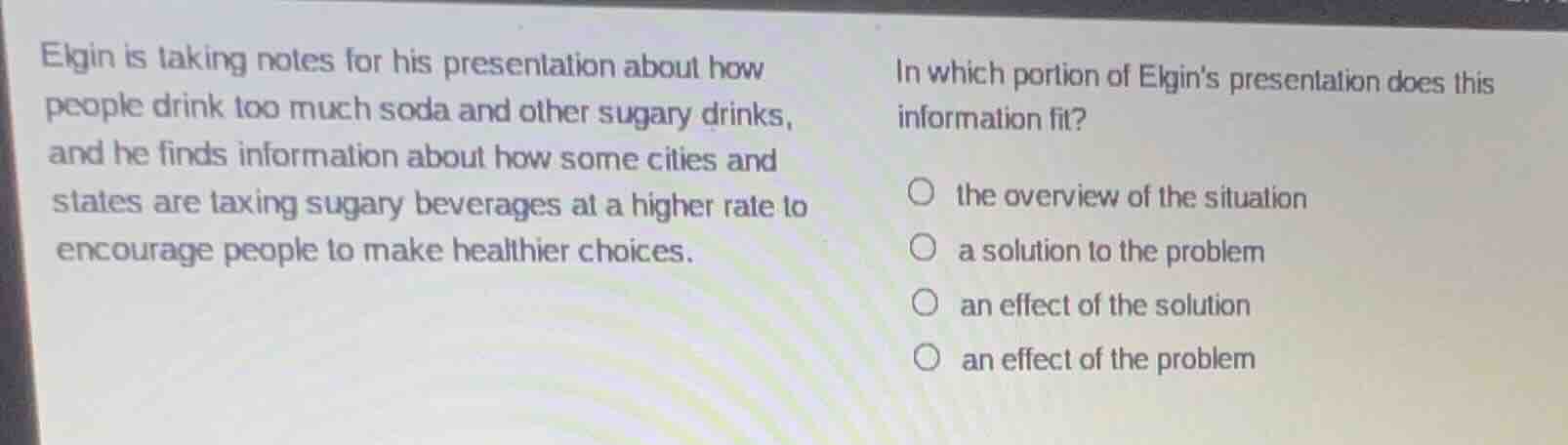 elgin is taking notes for his presentation about how people drink too m…