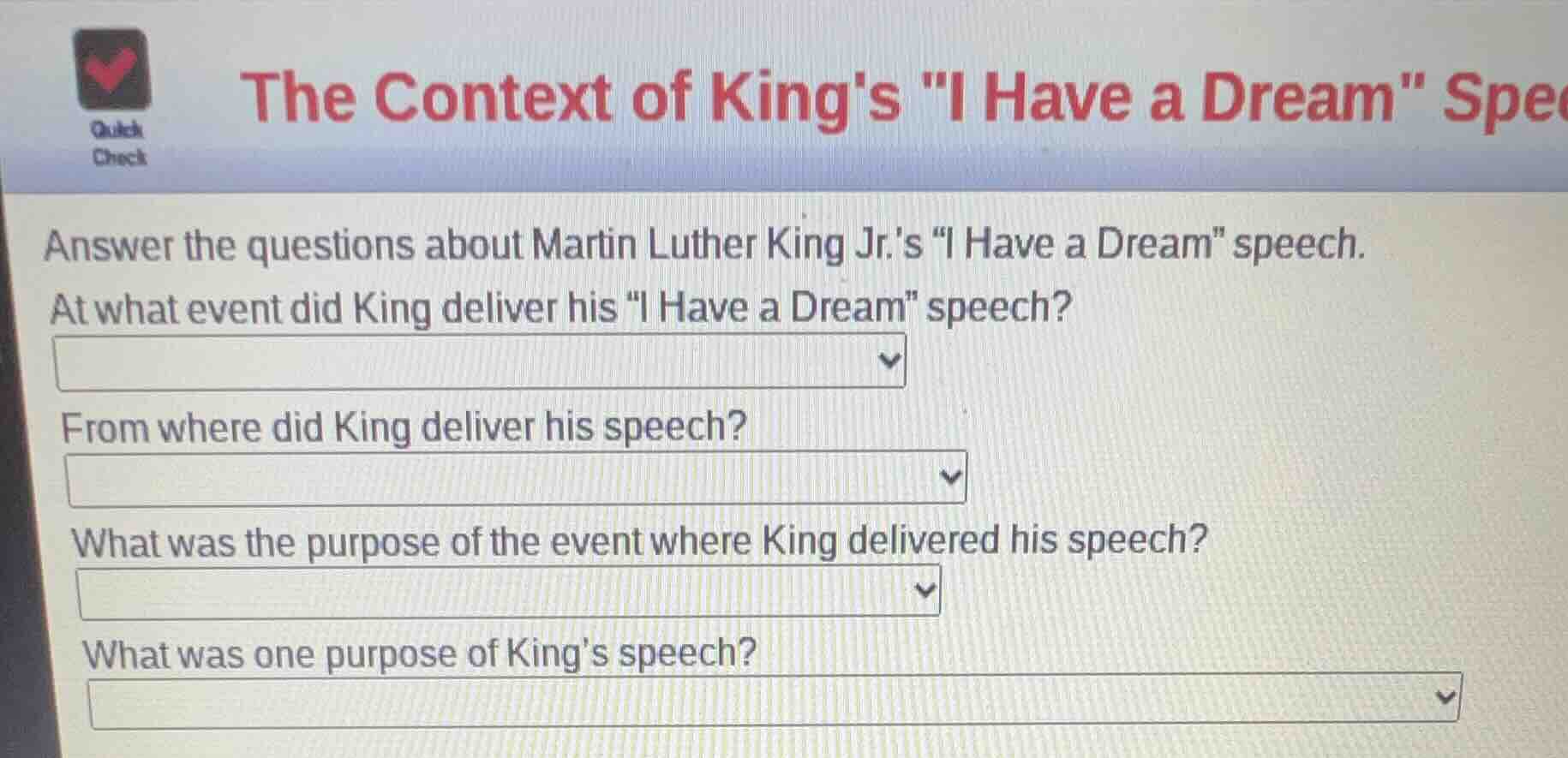 the context of kings \i have a dream\ speech answer the questions about…