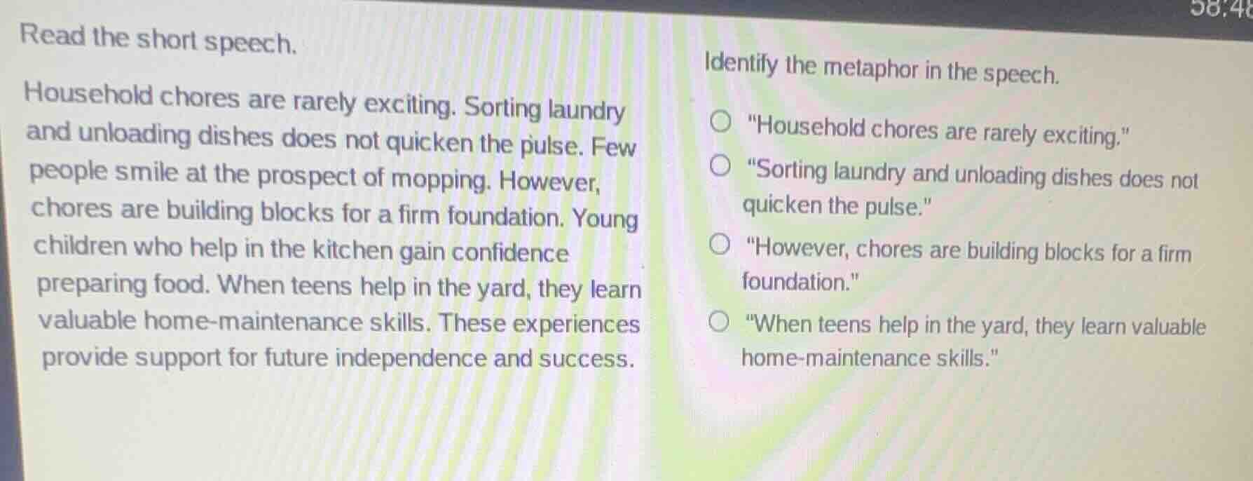 read the short speech. household chores are rarely exciting. sorting la…