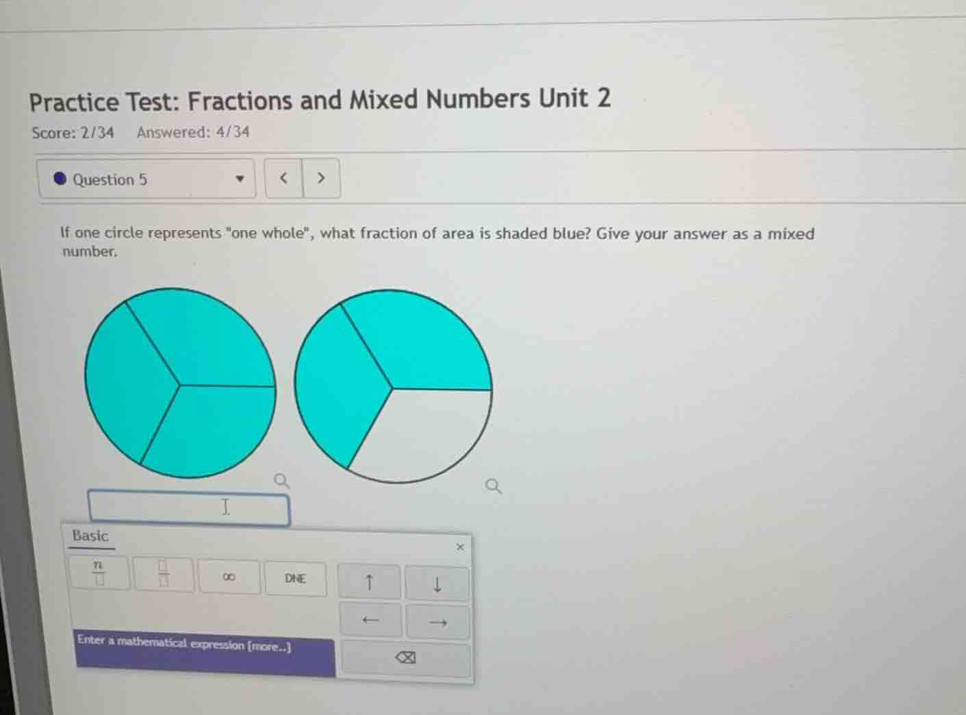 practice test: fractions and mixed numbers unit 2 score: 2/34 answered:…