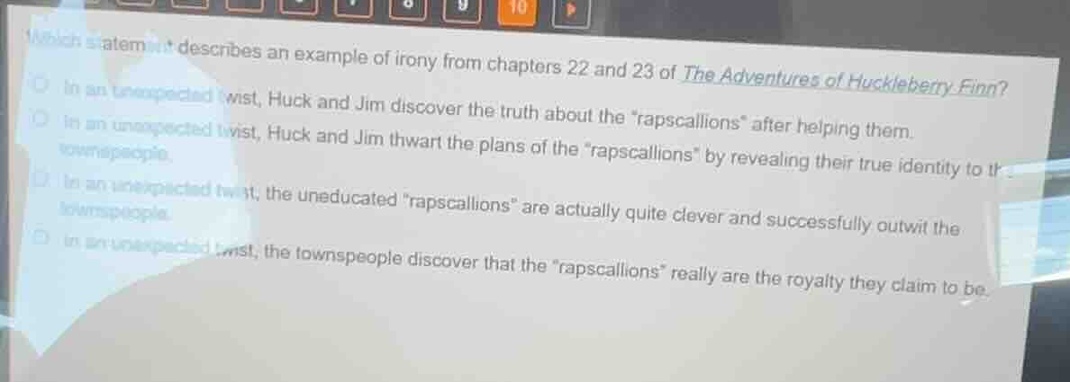 which statement describes an example of irony from chapters 22 and 23 o…