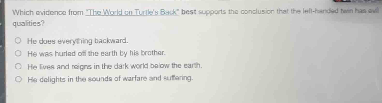 which evidence from \the world on turtles back\ best supports the concl…