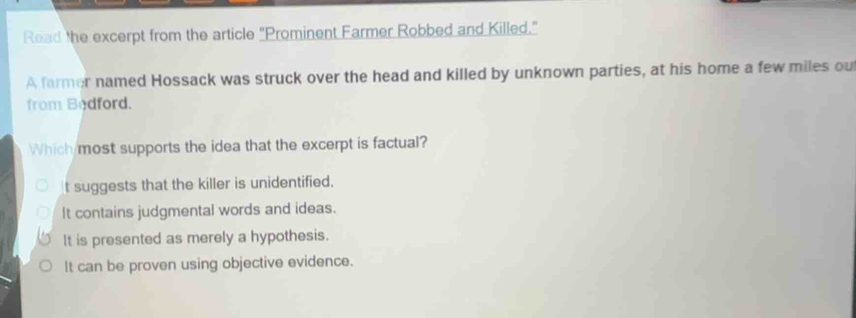 read the excerpt from the article \prominent farmer robbed and killed.\…
