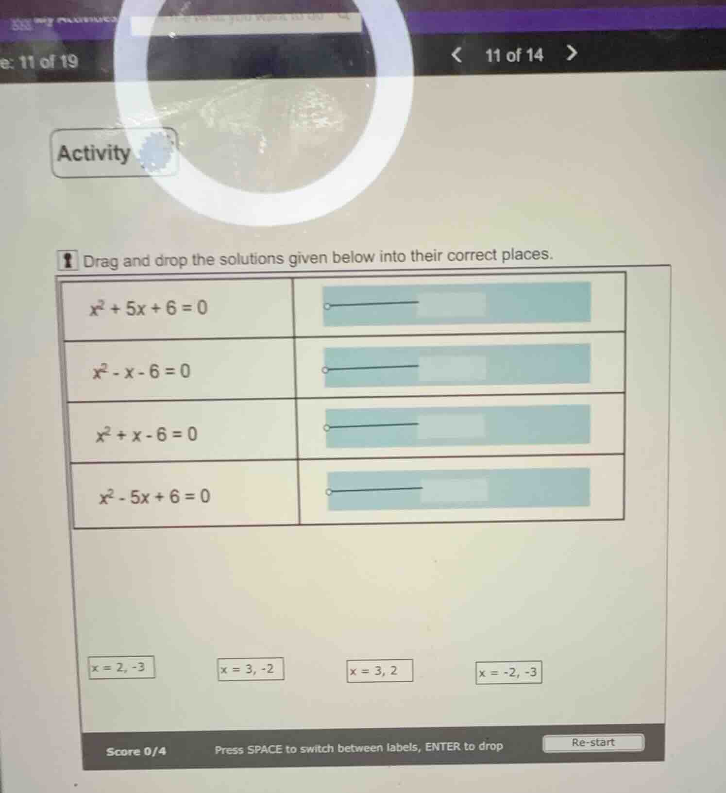 drag and drop the solutions given below into their correct places. \\x^…