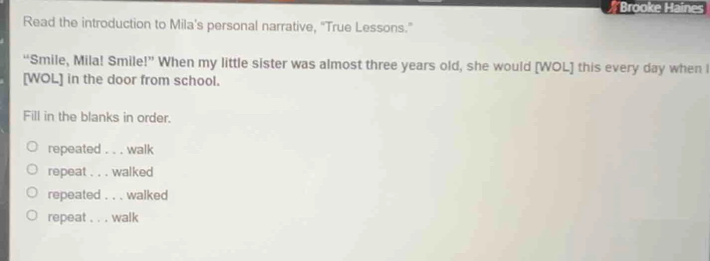 read the introduction to milas personal narrative, \true lessons.\ \smi…