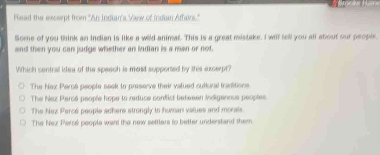 read the excerpt from \an indians view of indian affairs.\ some of you …