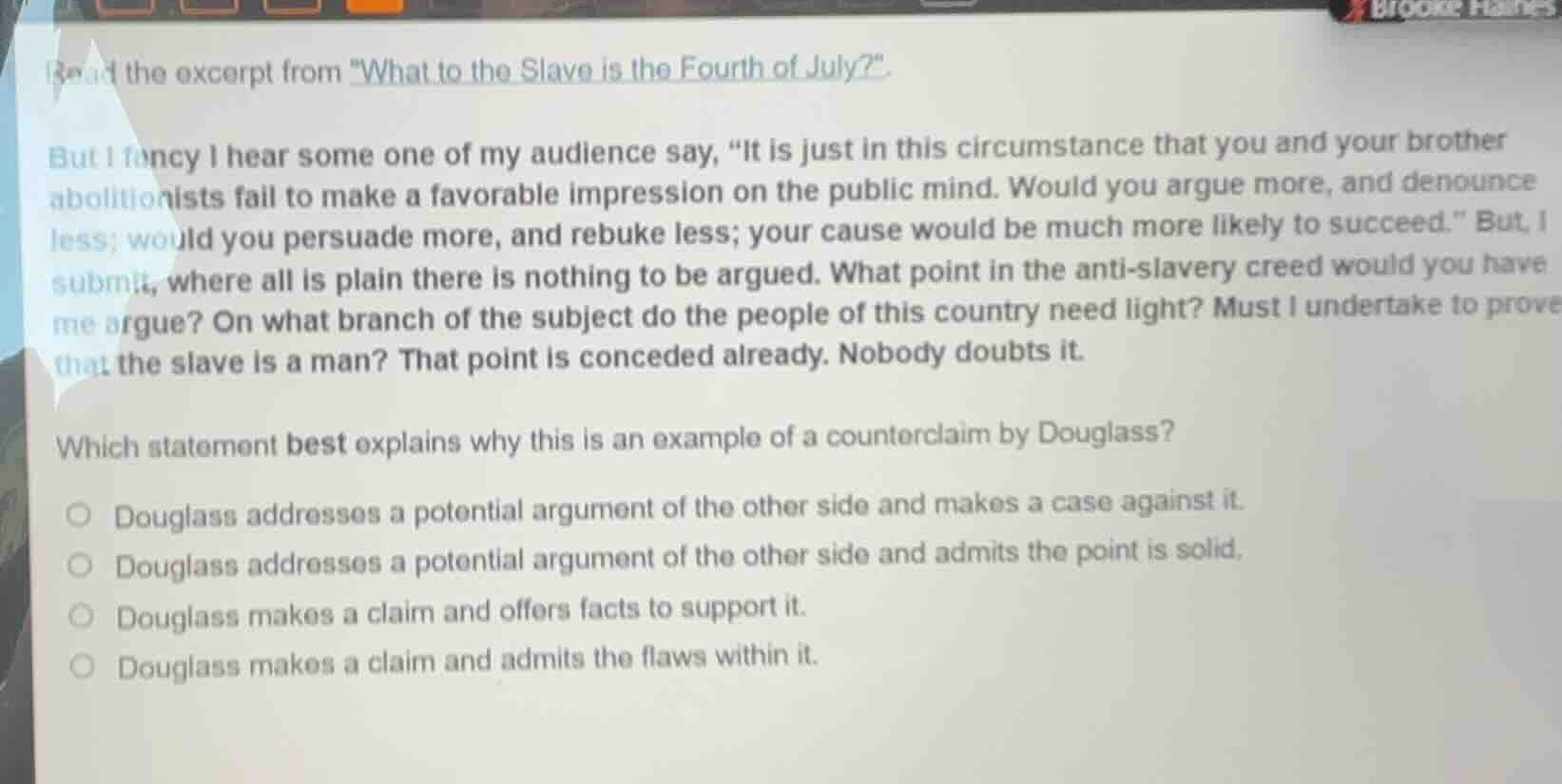 read the excerpt from \what to the slave is the fourth of july?\ but i …