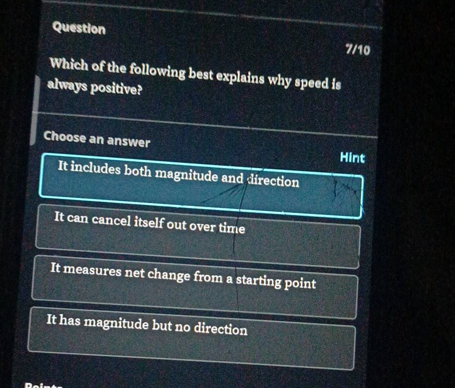question 7/10 which of the following best explains why speed is always …