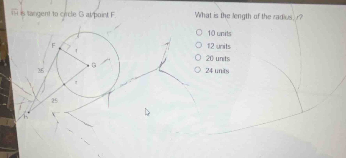 \\(\\overline{\\text{fh}}\\) is tangent to circle g at point f. what is…