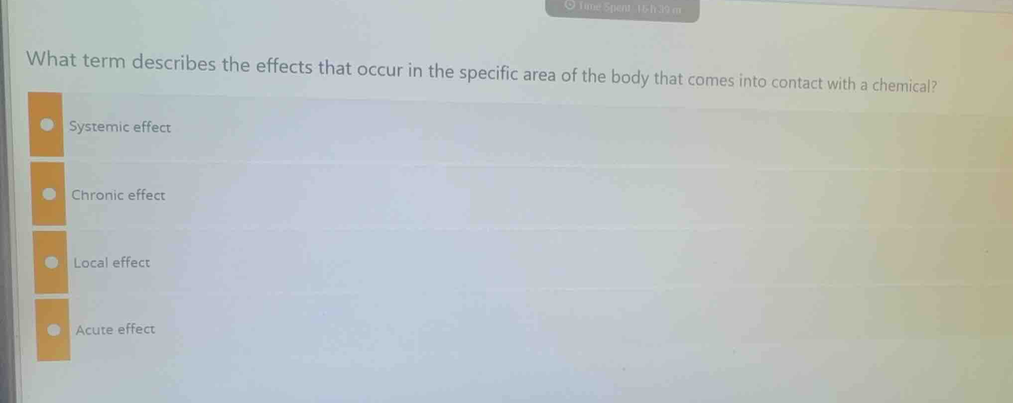 what term describes the effects that occur in the specific area of the …