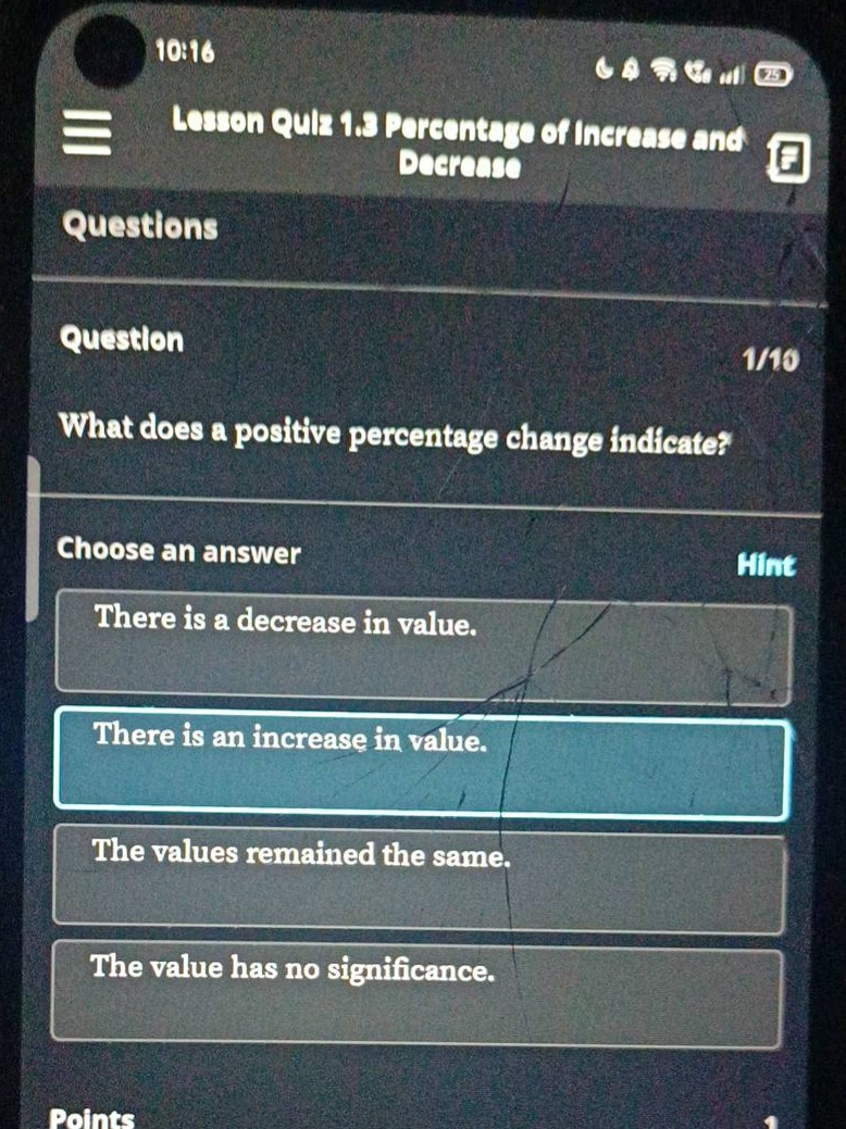 lesson quiz 1.3 percentage of increase and decrease questions question …