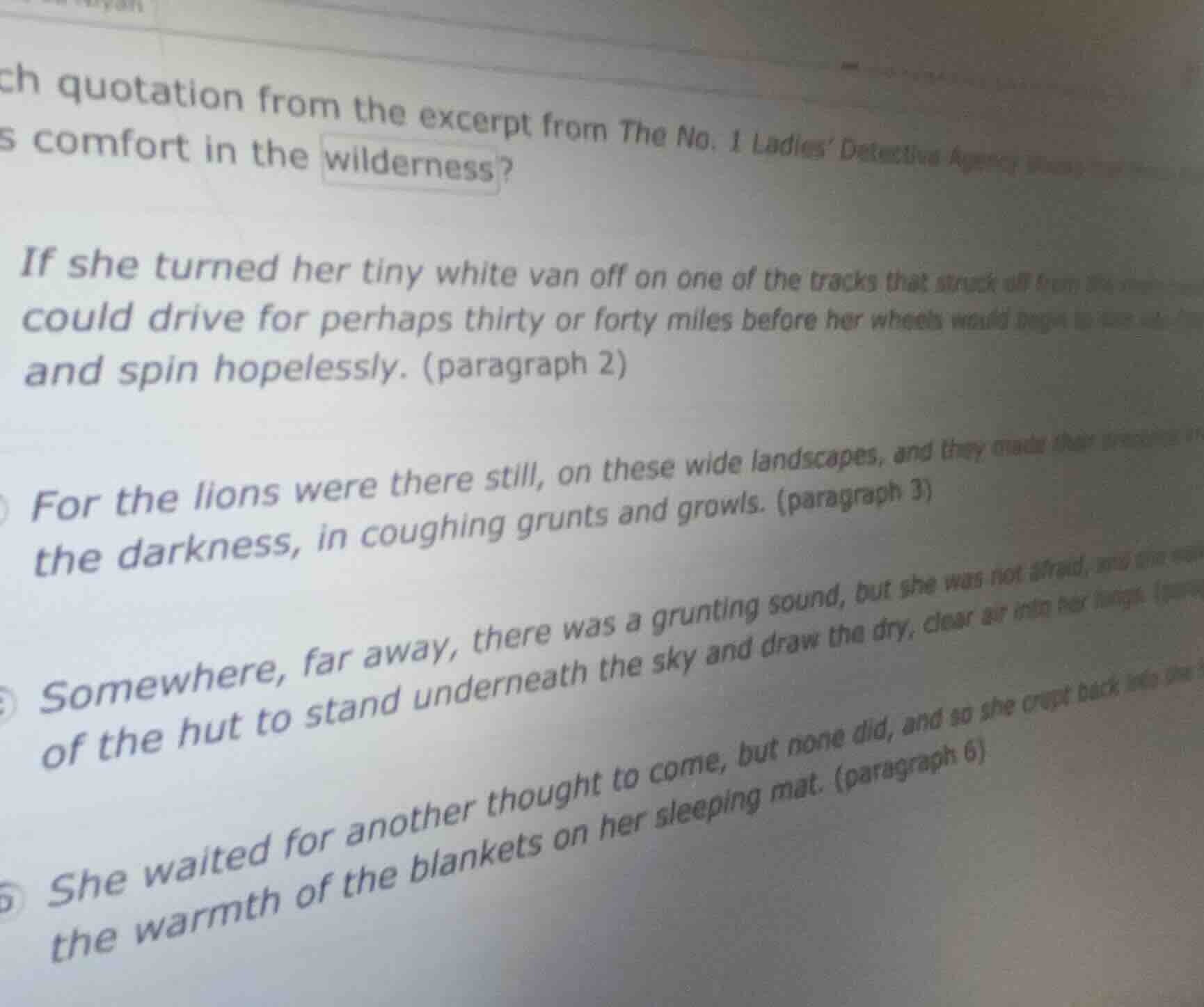 which quotation from the excerpt from the no. 1 ladies detective agency…