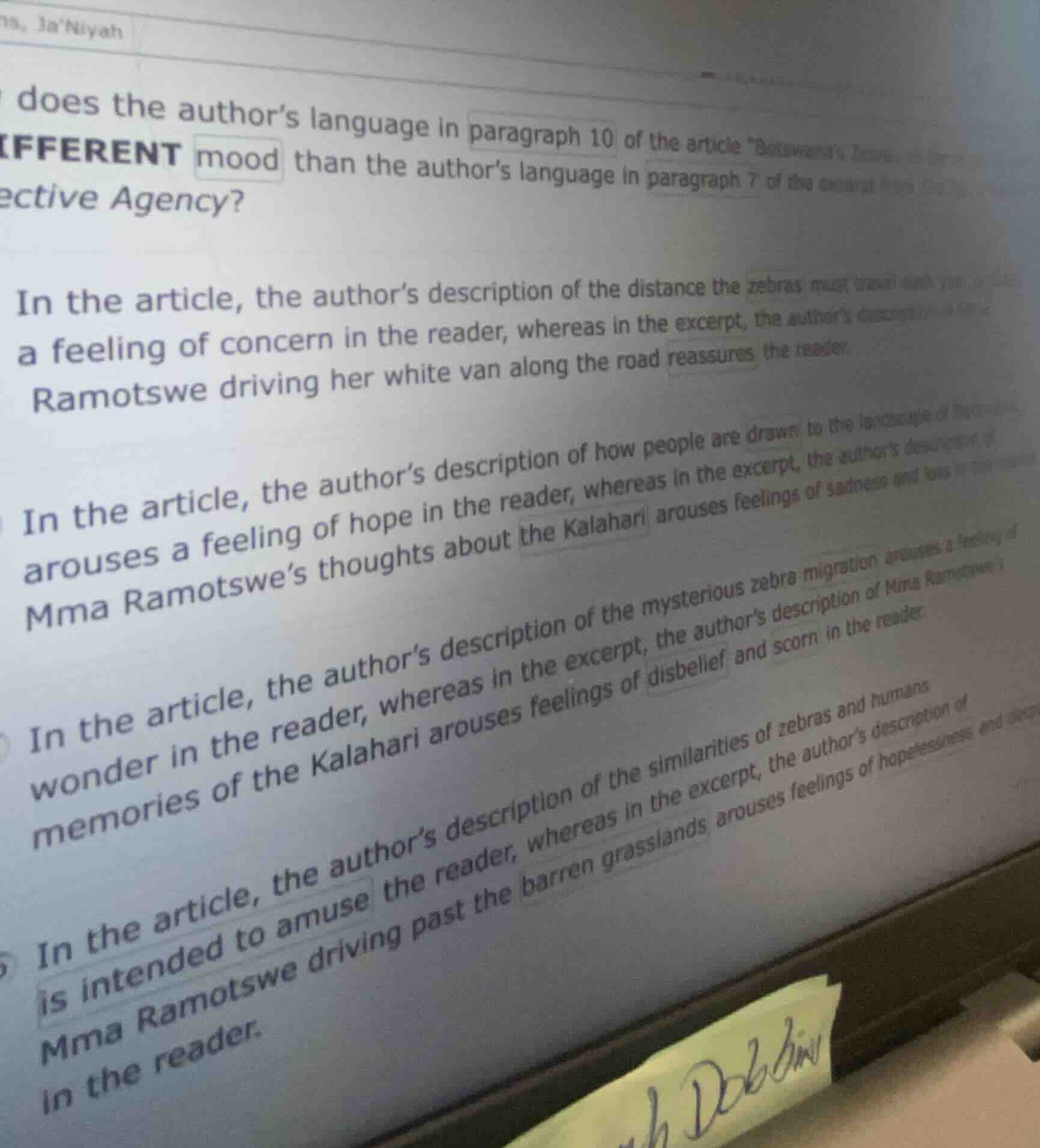 does the authors language in paragraph 10 of the article \botswanas zeb…