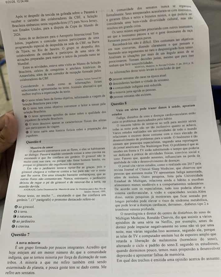 considerando o modo como as informações foram selecionadas e apresentad…