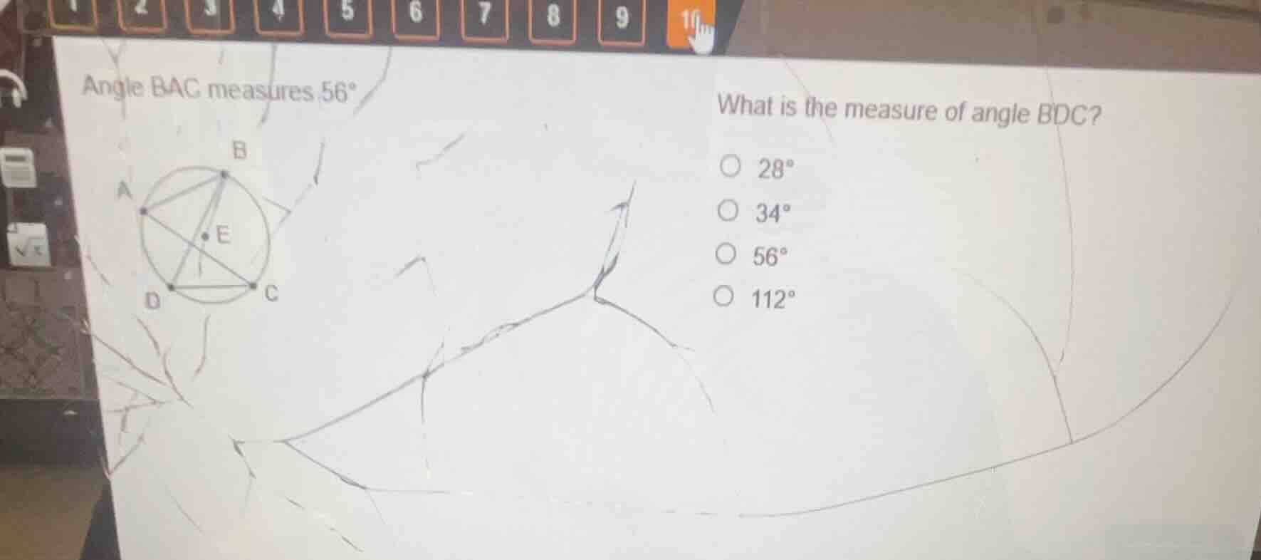 angle bac measures \\(56^\\circ\\) what is the measure of angle bdc? \\…