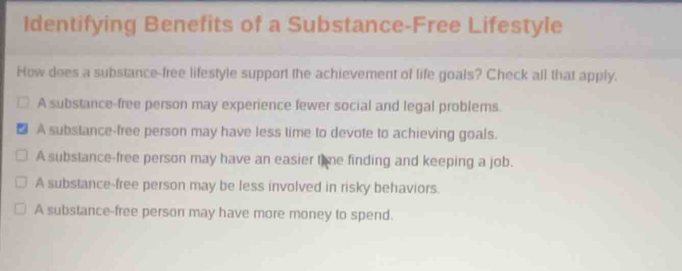 identifying benefits of a substance-free lifestyle how does a substance…