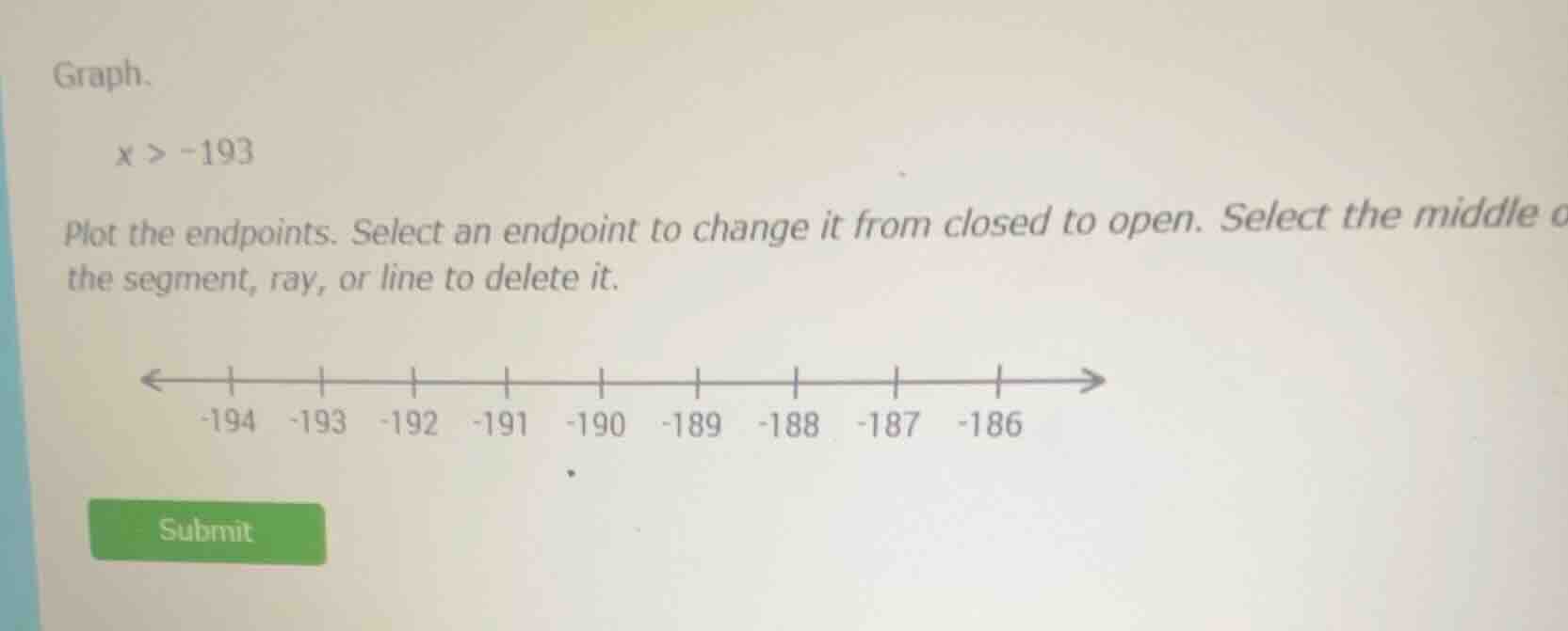 graph. \\x > -193\\ plot the endpoints. select an endpoint to change it…