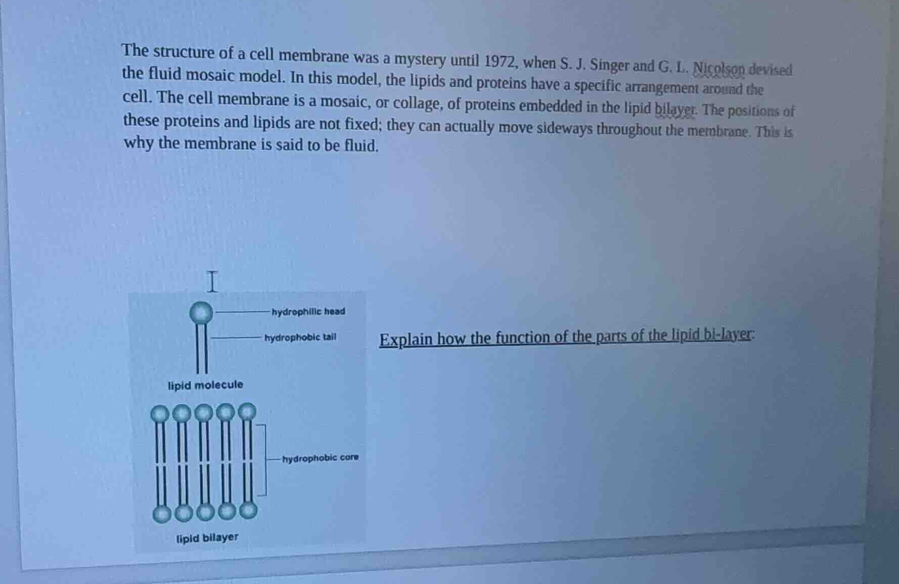 the structure of a cell membrane was a mystery until 1972, when s. j. s…