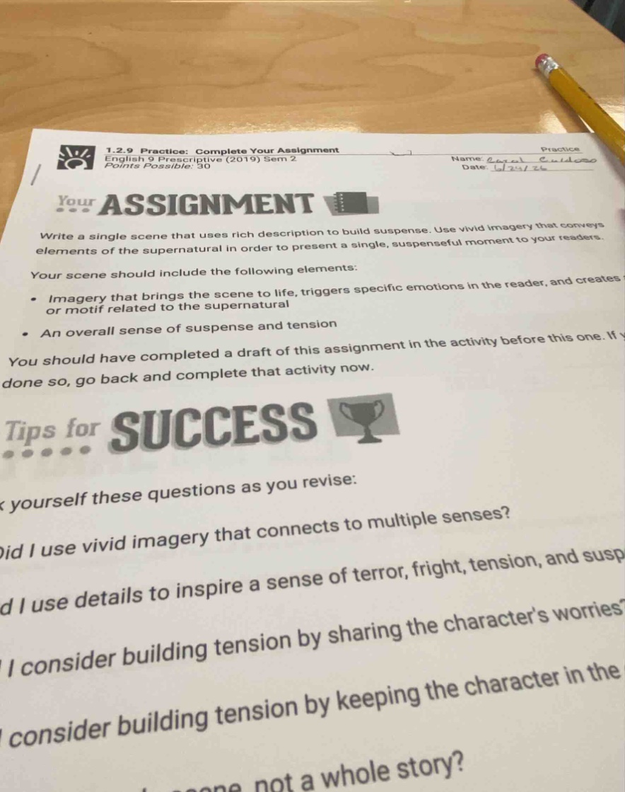 1.2.9 practice: complete your assignment english 9 prescriptive (2019) …