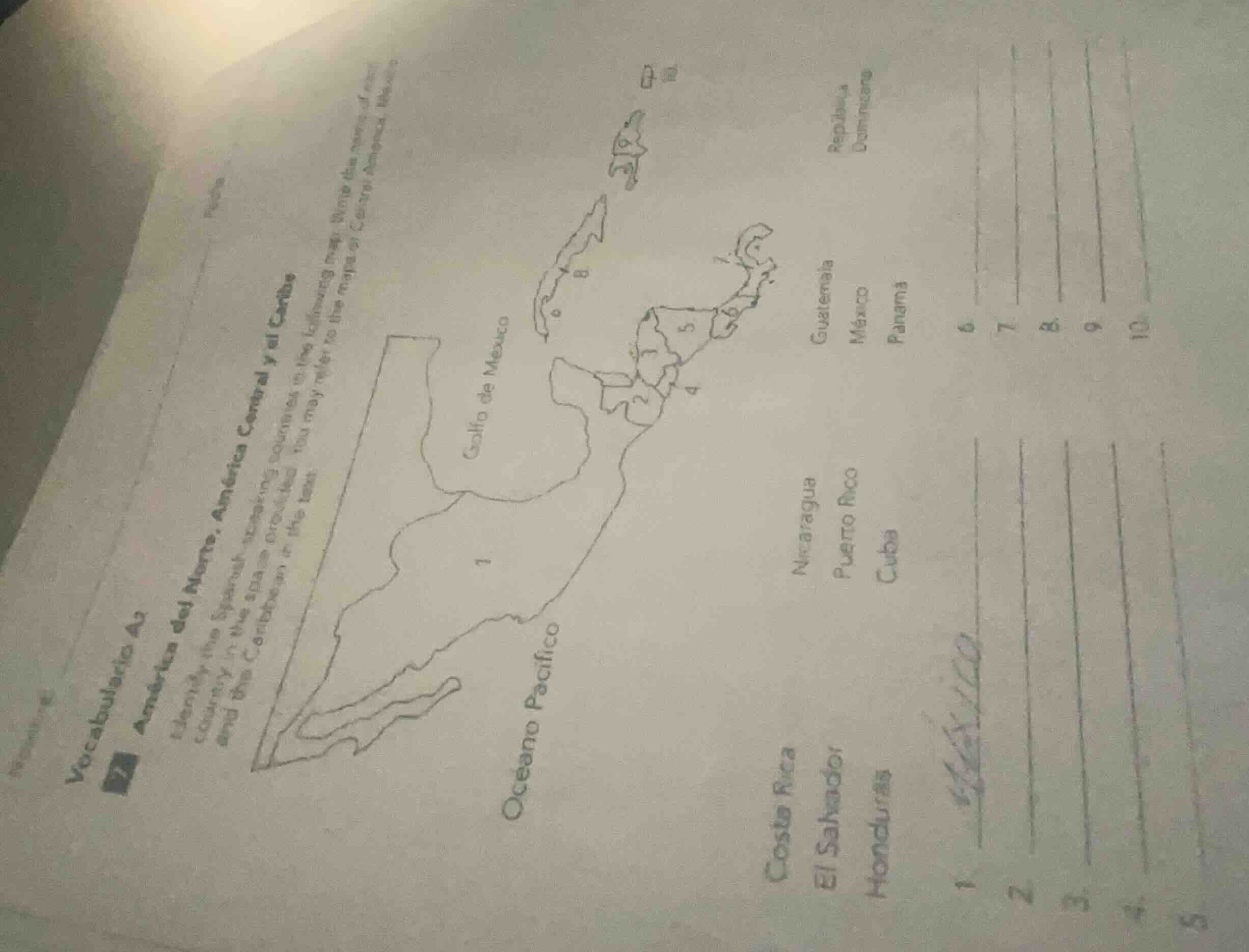 vocabulario a américa del norte, américa central y el caribe identify t…