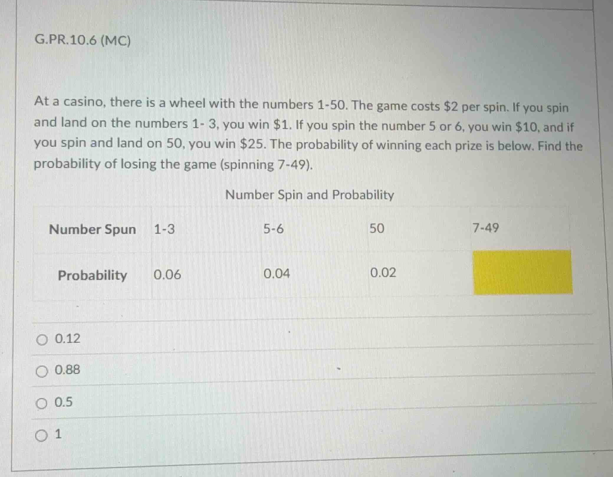 g.pr.10.6 (mc) at a casino, there is a wheel with the numbers 1-50. the…
