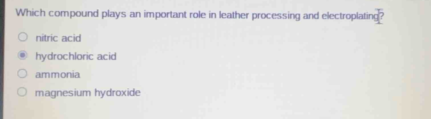which compound plays an important role in leather processing and electr…