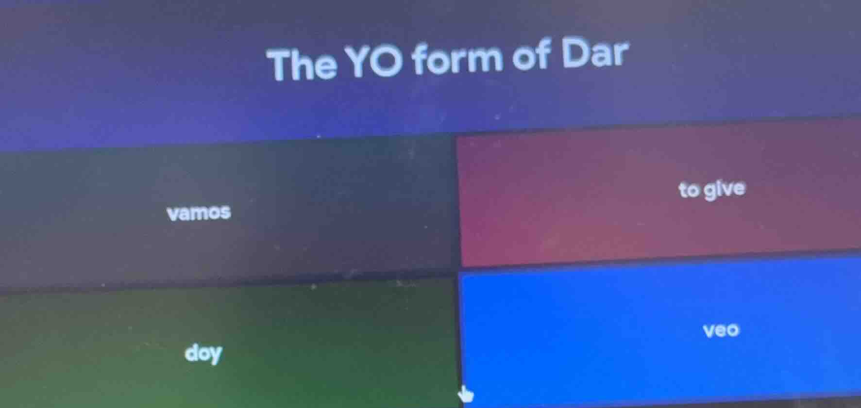 the yo form of dar vamos to give doy veo