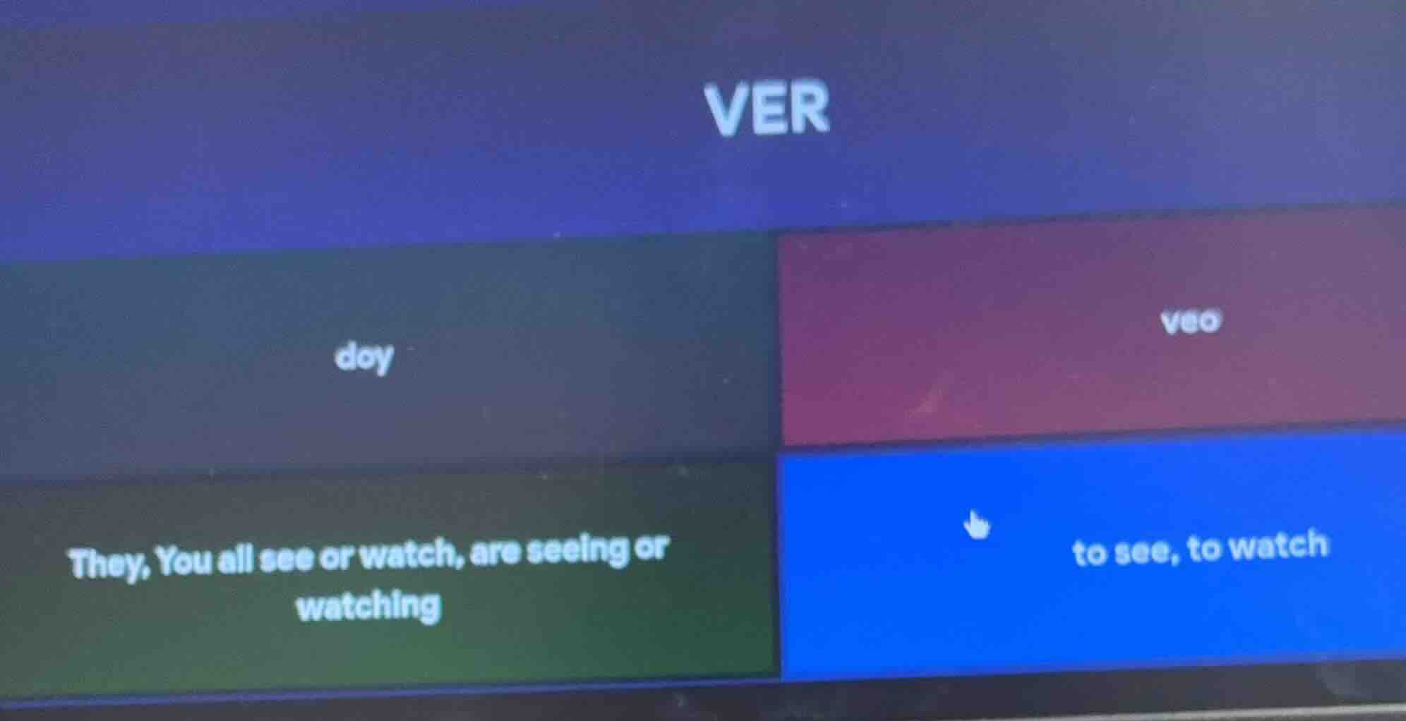 ver doy veo they, you all see or watch, are seeing or watching to see, …