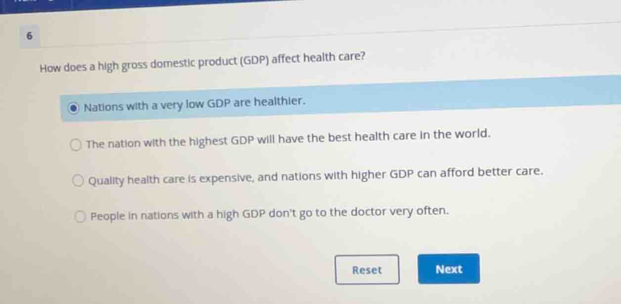 how does a high gross domestic product (gdp) affect health care? nation…