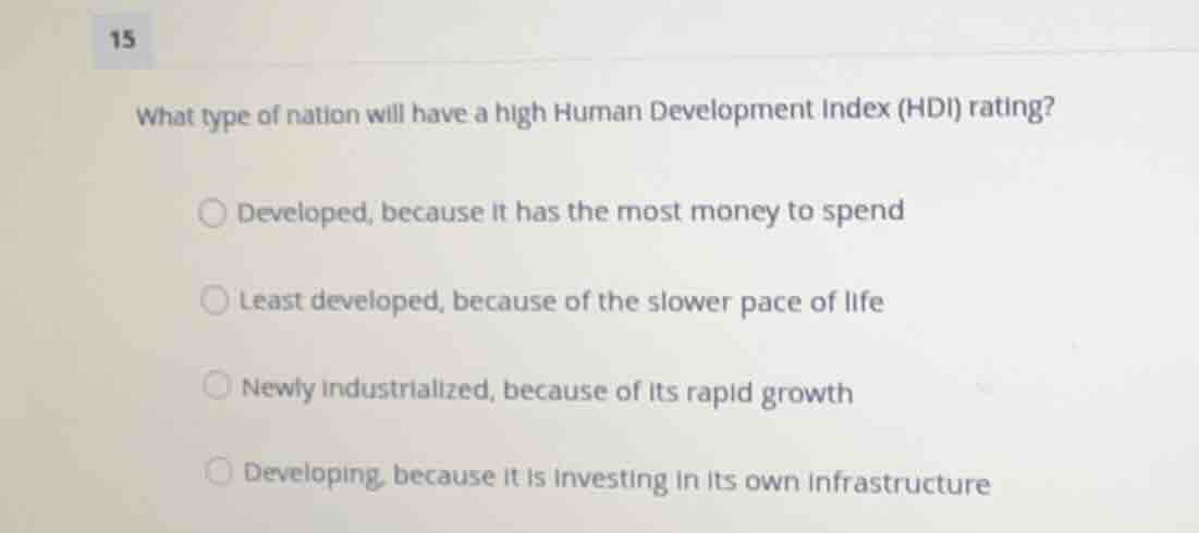 what type of nation will have a high human development index (hdi) rati…