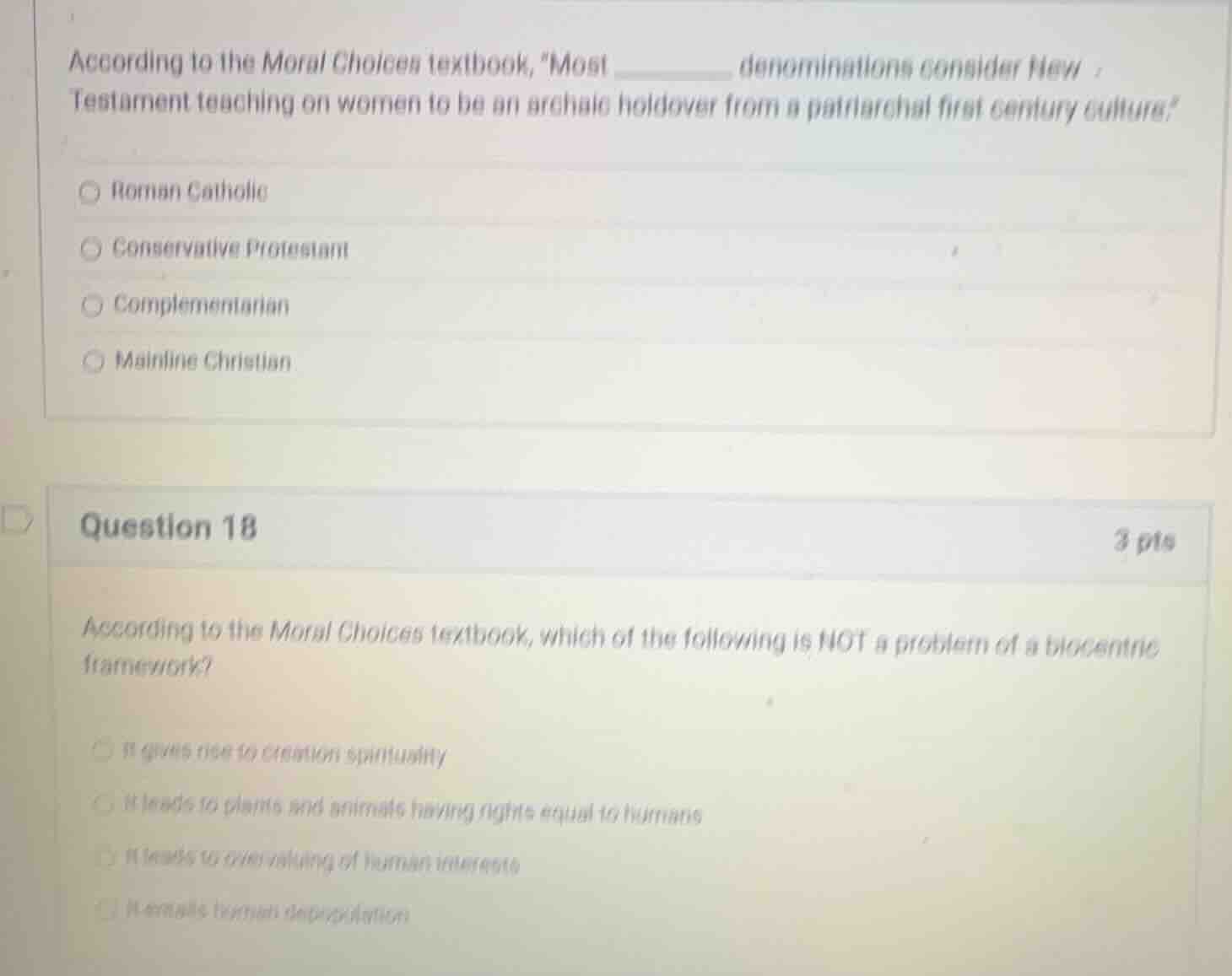 according to the moral choices textbook, \most ________ denominations c…