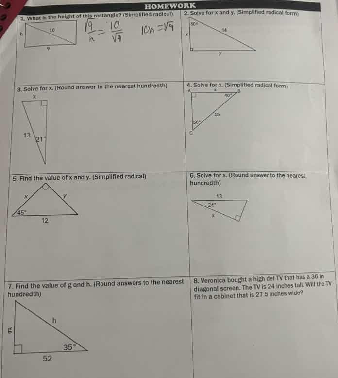 homework 1. what is the height of this rectangle? (simplified radical) …