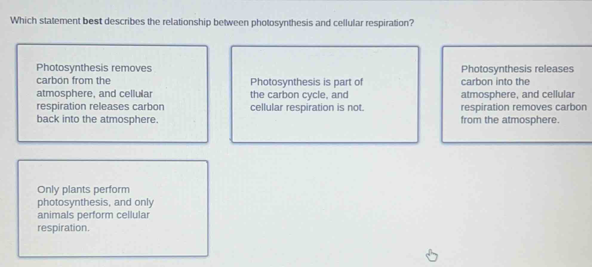which statement best describes the relationship between photosynthesis …