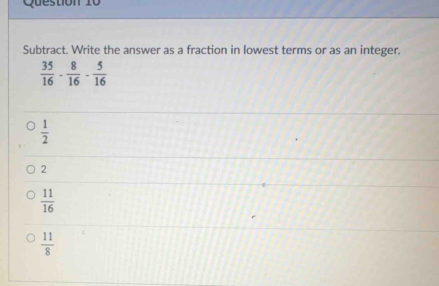 subtract. write the answer as a fraction in lowest terms or as an integ…
