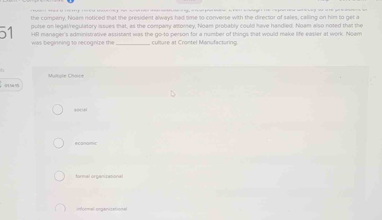 noam was a newly hired attorney for crontel manufacturing, incorporated…